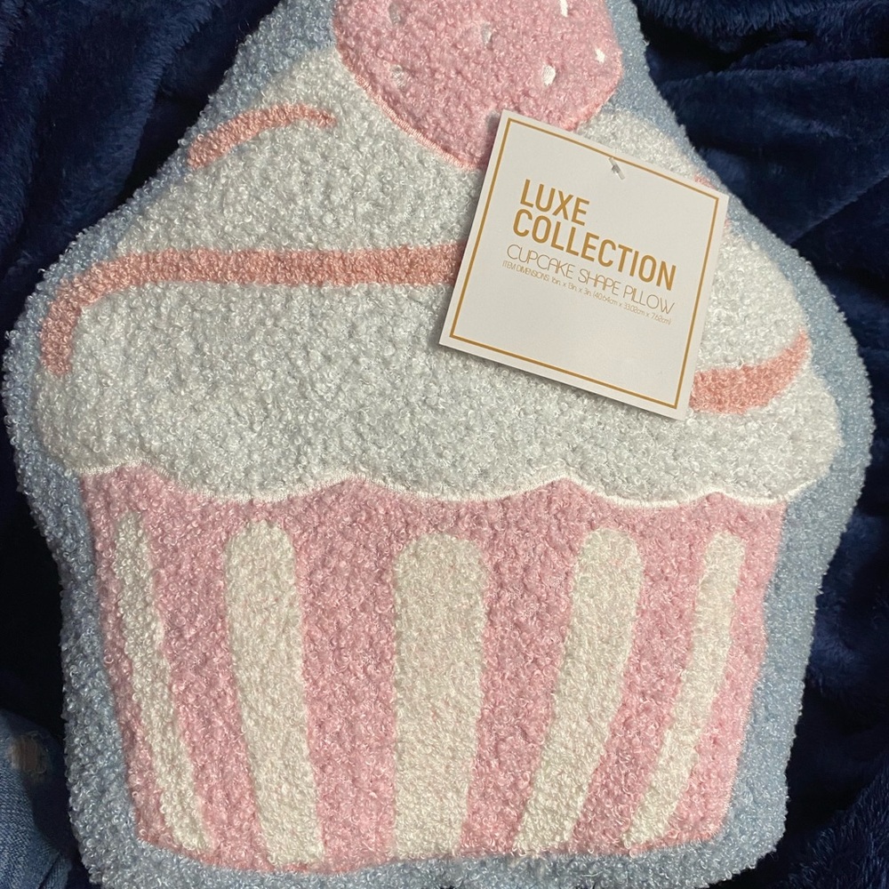 Fluffy Pink and White Cupcake Accent Pillow